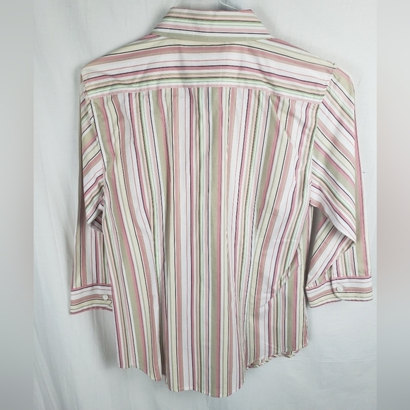 Robert Louis Striped 3/4 Length Sleeve Button Down Shirt Sz M - Picture 4 of 7